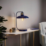 EKO-LIGHT LAMPE À POSER FELIX, BLEUE/DORÉE
