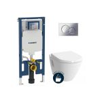 GEBERIT - PACK WC BATI-SUPPORT UP720 EXTRA-PLAT + WC SUSPENDU VITRA S50 + ABATTANT SOFTCLOSE + PLAQUE CHROME (SLIM-S50-N)