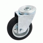 ROULETTE PIVOTANTE À ŒIL TOLE NOIR 200 MM- CHARGE 250 KG - ROULEMENTS À ROULEAUX AVL