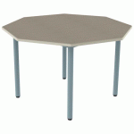 TABLE CARÉLIE OCTO Ø120 T6 STR POLY. ÉRABLE G. BEIGE/LAGON - MOBIDECOR
