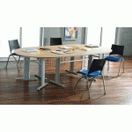 TABLE DAOURA 1/2 RONDE 140 CM PLT HÊTRE PIÈT. 9006 ALU