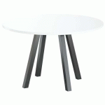 TABLE RÉUNION EVAN Ø 120 CM PIED NOIR PLATEAU BLANC - MBA