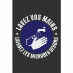 TAPIS IMPRIMÉ WASHABLE LAVEZ VOS MAINS GRIS-115X180CM - NOTRAX