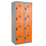 VESTIAIRES MULTICASES MONOBLOCS 2 COLONNES 4 CASES GRIS / ORANGE