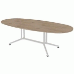 TABLE DE RÉUNION PLATEAU OVALE L.240 ORME PIEDS BLANC - QUADRIFOGLIO