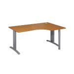 BUREAU COMPACT RETOUR À DROITE IMEDIA - L. 160 X P. 110 CM - PLATEAU MERISIER - PIEDS ALUMINIUM