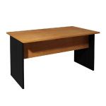 BUREAU DROIT PRONTO - L.140 X P.80 CM - PLATEAU NOIR - PIEDS PLEINS  AULNE