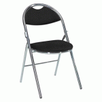 LOT DE 2 - CHAISES PLIANTES SUPER CONFORT NOIRE - TISSU NON FEU ALLUMETTE PIÉTEMENT CHROME