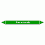 LOT DE 4 - MARQUEUR DE TUYAUTERIE - EAU CHAUDE - NFX 08-105 - VINYLE LAMINÉ 355 X 37 MM