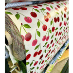 NAPPE BULGOMME IMPRIMÉE CERISE - AU MÈTRE - 140 X 180 CM - BLANC ROUGE.