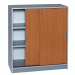 ARMOIRE CORPS ALUMINIUM HAUTEUR 100 CM PORTES COULISSANTES COLORIS HÊTRE - MANUTAN COLLECTIVITÉS