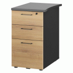 CAISSON HAUTEUR DE BUREAU QUARTA PLUS 3 TIROIRS CHÊNE AMBRÉ PROFONDEUR 60 CM