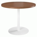 TABLE DE RÉUNION RONDE NOYER Ø 100 CM - PIÉTEMENT BLANC - ARCH