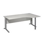 BUREAU COMPACT RETOUR À GAUCHE VARIATION CLASSIC - L. 180 X P. 110 CM - PLATEAU GRIS - PIEDS GRIS - CARTERS FINITION GRIS