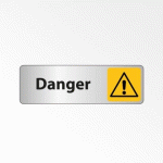 LOT DE 2 - PANNEAU PICTOGRAMME DANGER - SIGNALÉTIQUE D'INFORMATION ALU 250 X 80 MM ARGENT