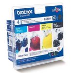 LOT DE 4 CARTOUCHES ENCRE BROTHER LC980 NOIRE ET COULEUR