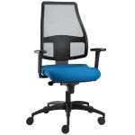 SIÈGE DE BUREAU NOIR / BLEU - À ROULETTES HAUTEUR DOSSIER 65-71 CM - HAUTEUR AJUSTABLE