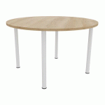 TABLE RÉUNION 4 PIEDS MÉTAL Ø 120 CM CHÊNE VIEILLI/BLANC - BURONOMIC