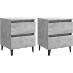 TABLES DE CHEVET 2 PCS GRIS BÉTON 40X35X50 CM AGGLOMÉRÉ