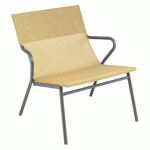 LOT DE 2 - FAUTEUIL BAS ASSISE GRAND-CONFORT HORIZON - 1 PLACE - TOILE BATYLINE® DUO - SAFRAN - PIED GRIS