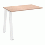 RETOUR DE BUREAU ECLA MANAGER L 100 X P 60 CM CHÊNE CLAIR PIÉTEMENT MÉTAL FINITION BLANC