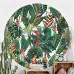 PAPIER PEINT ROND AUTOCOLLANT - COLORFUL TROPICAL RAINFOREST PATTERN Ø 200CM