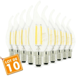 ARUM LIGHTING - LOT DE 10 AMPOULES LED FLAMME E14 4W FILAMENT EQ 40W BLANC CHAUD