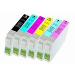 LOT DE 6 CARTOUCHES GÉNÉRIQUE EPSON T0807 NOIRE ET COULEUR