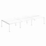 PÔLE 6 BUREAUX DROITS ARKO L 420 X P 168 CM PLATEAUX BLANC PIÈTEMENT MÉTAL ARCHE BLANC
