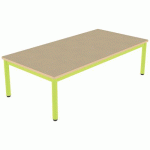 TABLE CARÉLIE 160X80 T1 STRAT POLY. HÊTRE MIEL BEIGE/VERT AC - MOBIDECOR