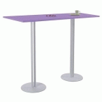 TABLE ROXANE 140 X 40 X 74 CM 2 PIEDS MAUVE POUDRÉ/GRIS