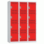 VESTIAIRE 3 COLONNES 400MM 4 CASES MORAILLON ROUGE - VINCO