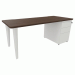 BUREAU EVIDENCE 180X80 NOYER CAISSON PORTEUR/PIED ANTHRACITE - VINCO
