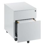 CAISSON MOBILE 2 TIROIRS MÉTAL NF ENVIRONNEMENT ALUMINIUM - H.60 X L. 43 X P. 59 CM