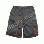 DELTA PLUS- BERMUDA DE TRAVAIL MACH2 EN POLYESTER COTON GRIS / ORANGE T.S- M2BERGRPT