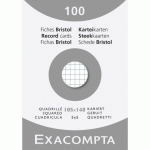 FICHE BRISTOL 105 X 148MM QUADRILLÉE 5 X 5 BLANCHE NON PERFORÉE EXACOMPTA - BOÎTE DE 100