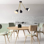 NÄVE PLAFONNIER TRITON NOIR ET DORÉ, À TROIS LAMPES