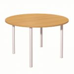 TABLE MODULAIRE RONDE - PIED TUBULAIRE BLANC - PLATEAU BLANC