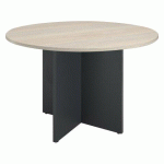 TABLE RONDE DIAMÈTRE 120 CM PLATEAU CHÊNE GRIS PIEDS CROIX ANTHRACITE EXCELLENS