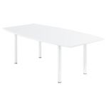 TABLE TONNEAU AVEC ÉLECTRIFICATION ACTUAL L. 200 X 100 CM - PLATEAU BLANC - PIED TUBULAIRE BLANC