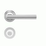 POIGNÉES DE PORTE SUR ROSACES RONDES SÉRIE R 220 CHICAGO - CHROMÉ SATINÉ - À CONDAMNATION KARCHER DESIGN
