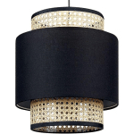 LAMPE À SUSPENSION LUMIÈRE DOUCE ABAT-JOUR EN COTON ROTIN NATUREL ET NOIR BOERI - NOIR