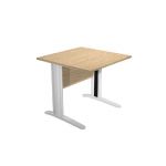 BUREAU DROIT PRONTO PRESTIGE - L.80 X P.80 CM - PLATEAU CHÊNE - PIEDS L CHROME