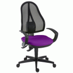 CHAISE DE BUREAU HOLLY TISSU ET MAILLE VIOLET - DOSSIER HAUT ACCOUDOIRS - MÉCANISME CONTACT PERMANENT - PIEDS NOIR