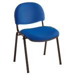 CHAISE RÉUNION ET VISITEUR - BIEN ASSIS 2 - TISSU BLEU- PIEDS NOIR (LOT DE 4)