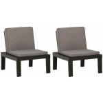 CHAISES DE SALON DE JARDIN AVEC COUSSINS 2 PCS PLASTIQUE GRIS - VIDAXL