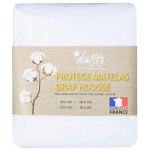 DOULITO - PROTÈGE MATELAS 80X200 CM - MADE IN FRANCE - COTON BLANC - BLANC