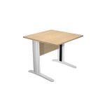 BUREAU DROIT PRONTO MÉTAL - L.80 X P.80 CM - PLATEAU CHÊNE - PIEDS L ALUMINIUM