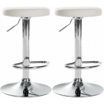 LOT DE 2 TABOURETS DE BAR DESIGN SIMPLE AVEC ASSISE EN SYNTHÉTIQUE BLANC ET CADRE MÉTAL CHROMÉ - BLANTE