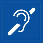 LOT DE 4 - PICTOGRAMME PI PF 072 - ACCESSIBILITÉ, MALENTENDANT - ISO 7001 (250 X 250 MM, VINYLE SOUPLE AUTOCOLLANT, BLEU)